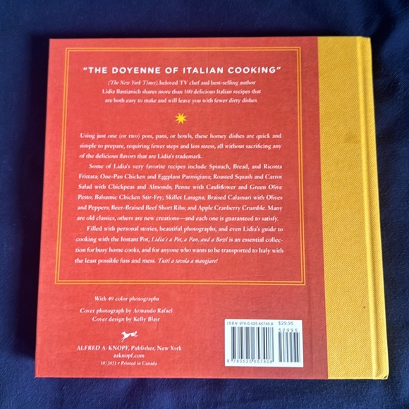 Signed Copy of Lidia Bastianich’s Book: Lidia’s A Pot, A Pan, And A Bowl (New) - Picture 2 of 4